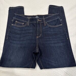 St John's Bay 10 Petite Jeans Dark Blue Skinny Leg Whiskered Shaded